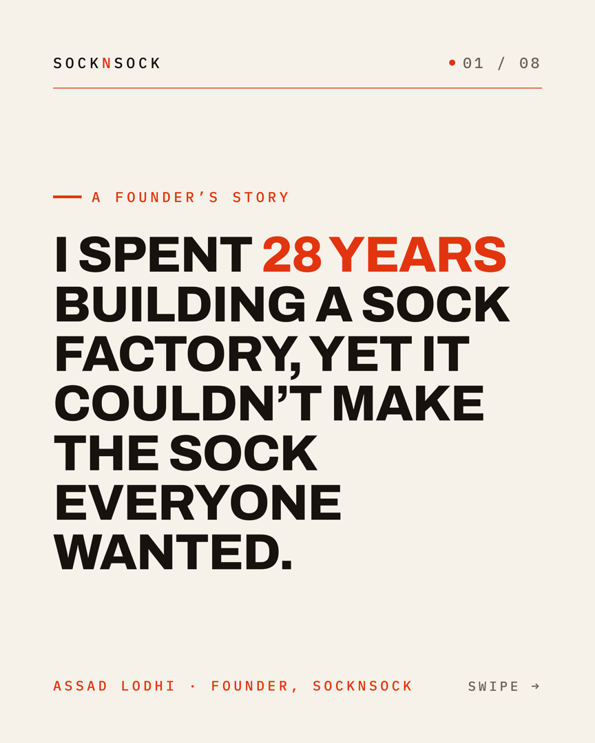 Instagram post: 28 years building a sock factory that still couldn't make the sock everyone wanted