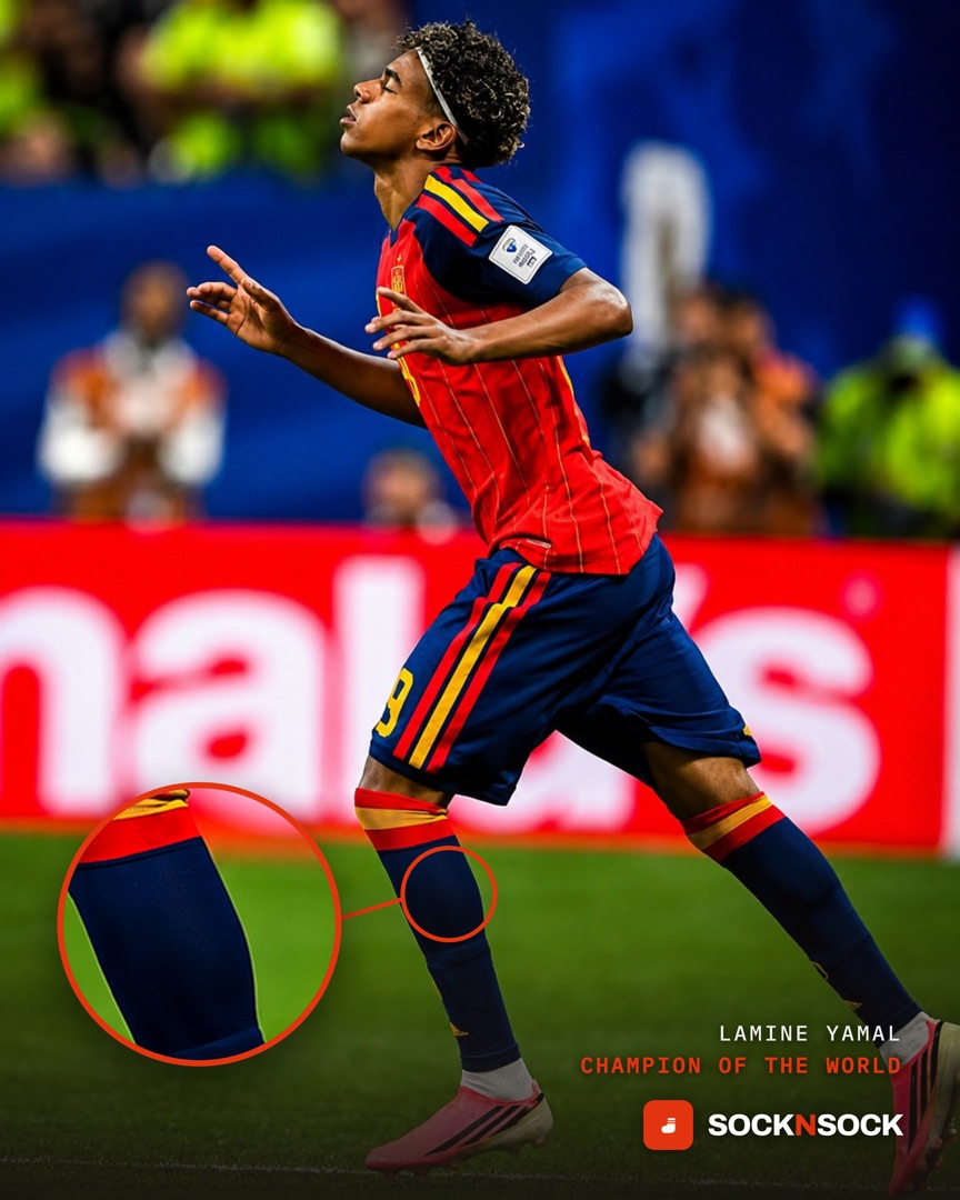 Instagram post: guess whose socks - Lamine Yamal at the 2026 World Cup